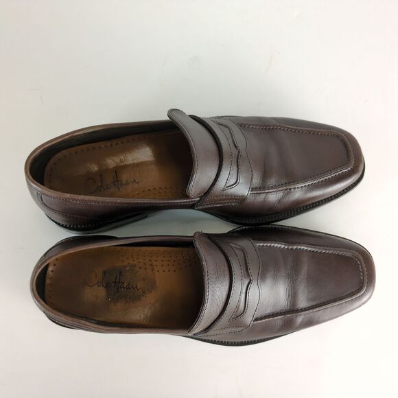 Cole Haan Men\'s 8 Brown Leather Classic Penny‎ Loafers Square Apron Toe Beefroll main image 6